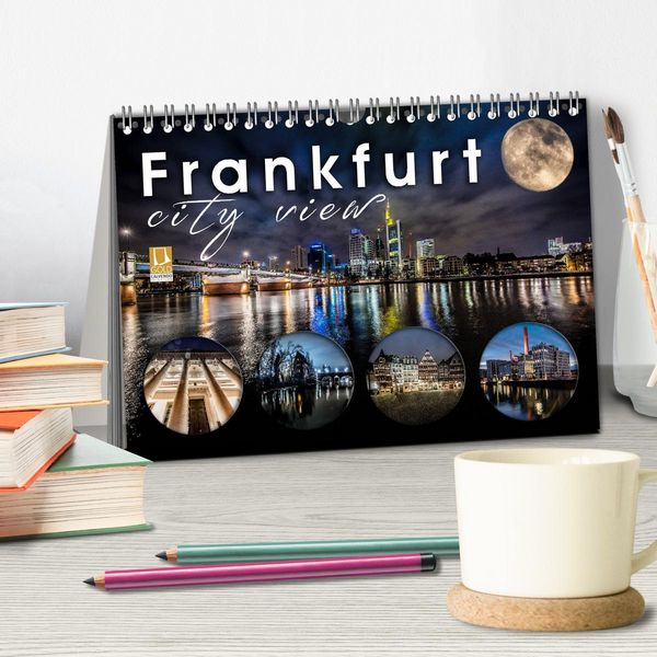 Produktbild: Frankfurt city view (Tischkalender 2026 DIN A5 quer), CALVENDO Monatskalender