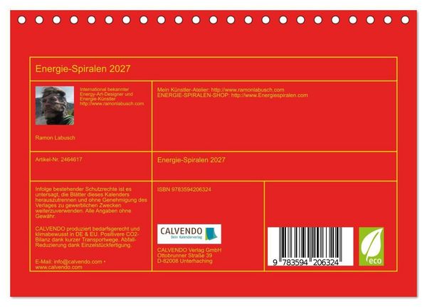 Produktbild: Energie-Spiralen 2027 (Tischkalender 2027 DIN A5 quer), CALVENDO Monatskalender