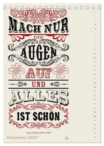 Produktbild: Die sch&ouml;nsten Lebensweisheiten Typo - Kalender (Tischkalender 2027 DIN A5 hoch), CALVENDO Monatskalender