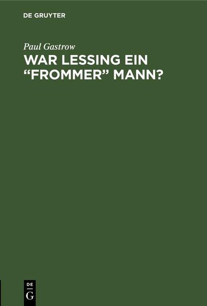 Produktbild: War Lessing ein "frommer" Mann?