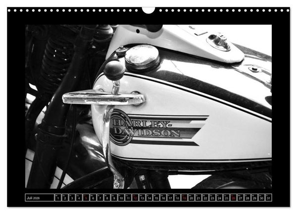 Produktbild: Harley Davidson WLA 750 in Schwarzweiss (Wandkalender 2026 DIN A3 quer), CALVENDO Monatskalender