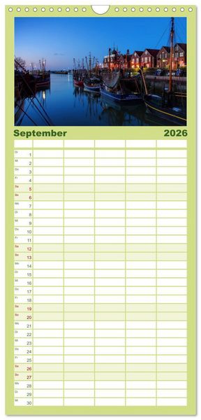 Produktbild: Familienplaner 2026 - Neuharlingersiel - Ostfrieslands sch&ouml;nstes Hafenst&auml;dtchen mit 5 Spalten (Wandkalender, 21 x 45 cm) CALVENDO