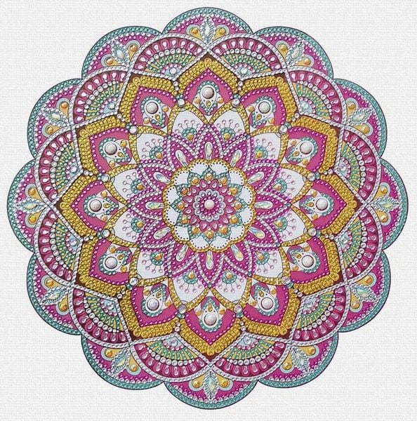 Produktbild: URSUS Erwachsenen-Bastelsets Diamond Painting, Diamanten Mandala, magenta/mint/orange, Set 11