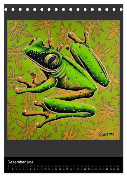 Produktbild: Acrylic paintings - Pfeilgiftfr&ouml;sche und Cham&auml;leons (Tischkalender 2026 DIN A5 hoch), CALVENDO Monatskalender