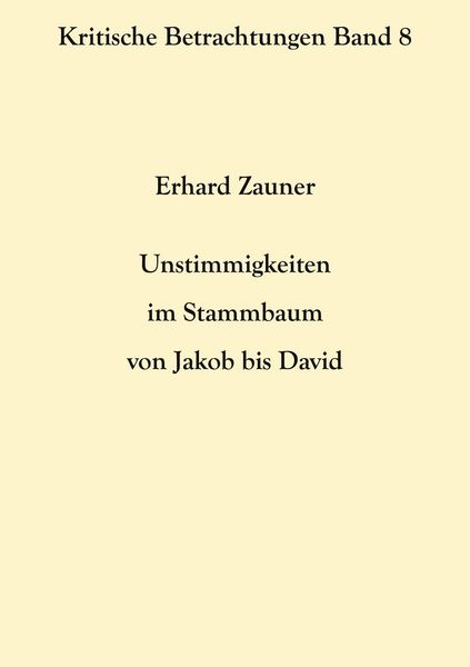 Produktbild: Unstimmigkeiten im Stammbaum von Jakob bis David