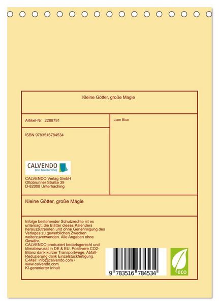 Produktbild: Kleine G&ouml;tter, gro&szlig;e Magie (Tischkalender 2027 DIN A5 hoch), CALVENDO Monatskalender