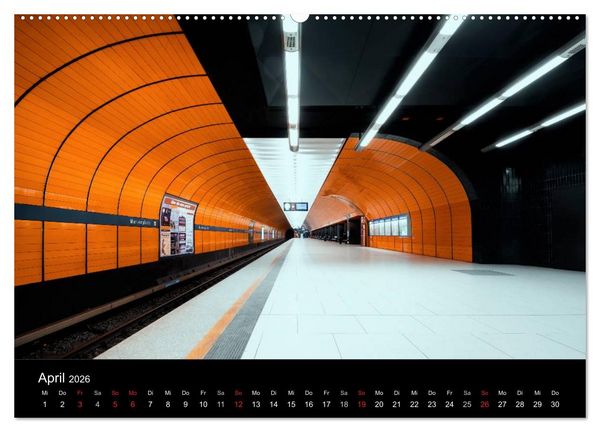 Produktbild: MetroMUC, Stationen im Untergrund M&uuml;nchens (Wandkalender 2026 DIN A2 quer), CALVENDO Monatskalender