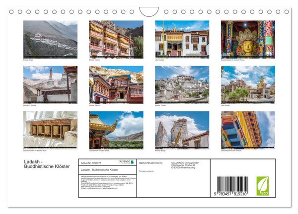 Produktbild: Ladakh - Buddhistische Kl&ouml;ster (Wandkalender 2026 DIN A4 quer), CALVENDO Monatskalender