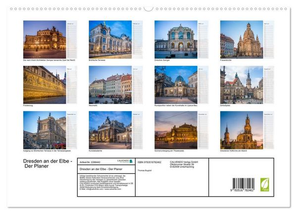Produktbild: Dresden an der Elbe - Der Planer (hochwertiger Premium Wandkalender 2027 DIN A2 quer), Kunstdruck in Hochglanz