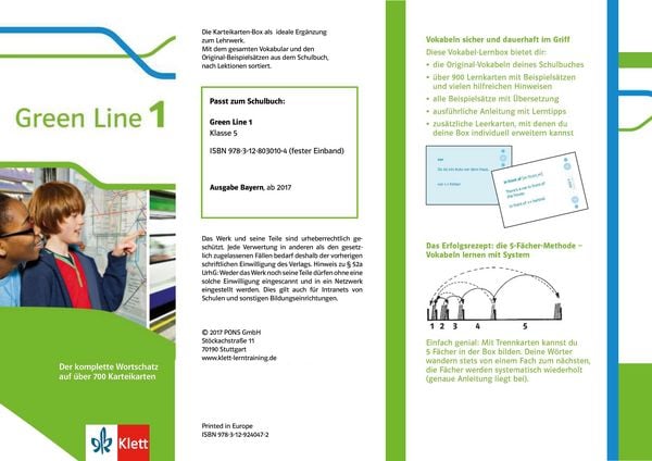 Produktbild: Vokabel-Lernbox zum Schulbuch. Green Line 1. Bayern. Klasse 5