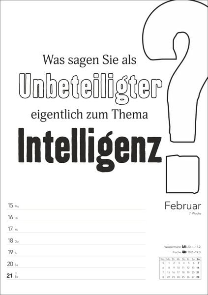 Produktbild: Typo-Spr&uuml;che-Kalender s/w Wochenplaner 2027 - mit 53 witzigen Spr&uuml;chen