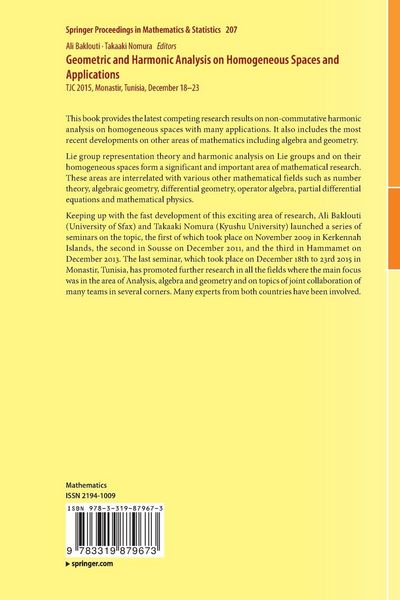 Produktbild: Geometric and Harmonic Analysis on Homogeneous Spaces and Applications