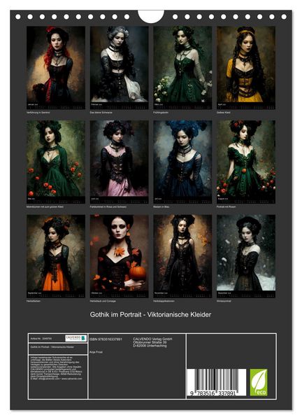 Produktbild: Gothik im Portrait - Viktorianische Kleider (Wandkalender 2026 DIN A4 hoch), CALVENDO Monatskalender