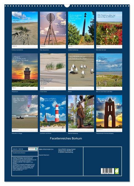 Produktbild: Facettenreiches Borkum (Wandkalender 2026 DIN A2 hoch), CALVENDO Monatskalender