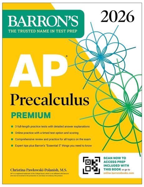 Produktbild: AP Precalculus Premium, 2026: Prep Book with 3 Practice Tests + Comprehensive Review + Online Practice