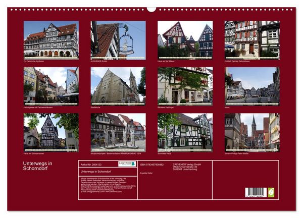 Produktbild: Unterwegs in Schorndorf (Wandkalender 2026 DIN A2 quer), CALVENDO Monatskalender