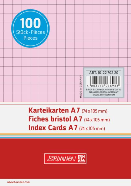 Produktbild: Brunnen Karteikarte A7 kar rt 100St