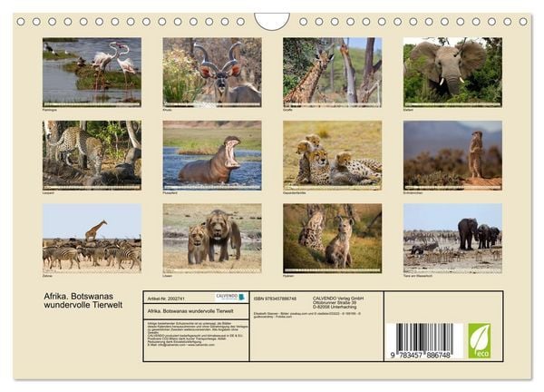 Produktbild: Afrika. Botswanas wundervolle Tierwelt (Wandkalender 2026 DIN A4 quer), CALVENDO Monatskalender