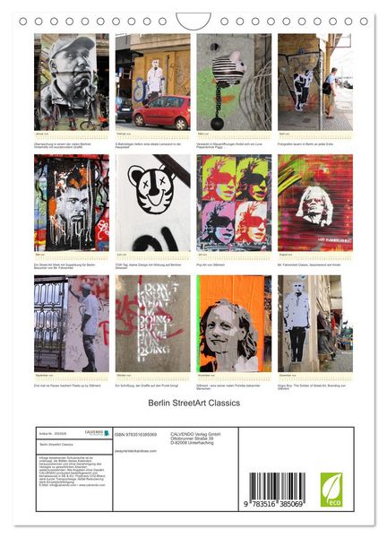 Produktbild: Berlin StreetArt Classics (Wandkalender 2026 DIN A4 hoch), CALVENDO Monatskalender