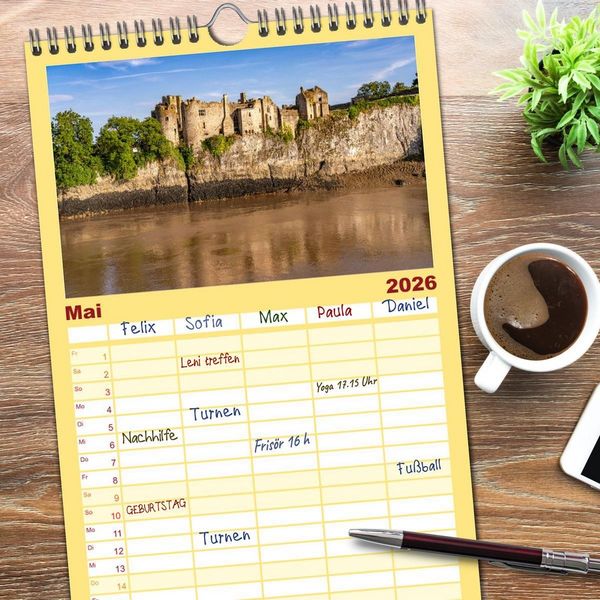 Produktbild: Familienplaner 2026 - Gro&szlig;britannien - Wales mit 5 Spalten (Wandkalender, 21 x 45 cm) CALVENDO
