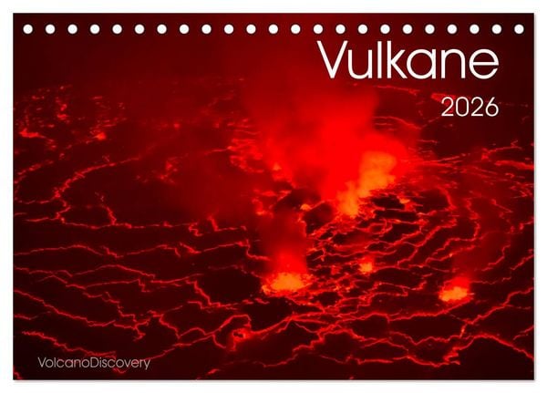 Vulkane 2026 (Tischkalender 2026 DIN A5 quer), CALVENDO Monatskalender