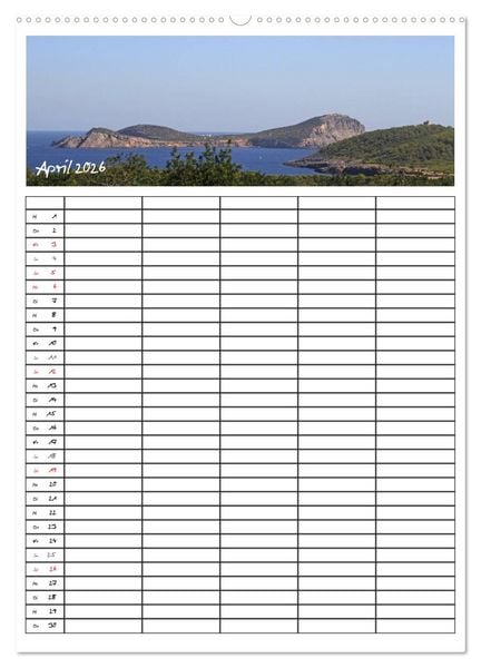 Produktbild: Ibiza / Familienplaner (Wandkalender 2026 DIN A2 hoch), CALVENDO Monatskalender