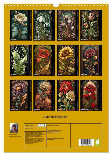 Produktbild: Jugendstil Blumen (Wandkalender 2026 DIN A3 hoch), CALVENDO Monatskalender