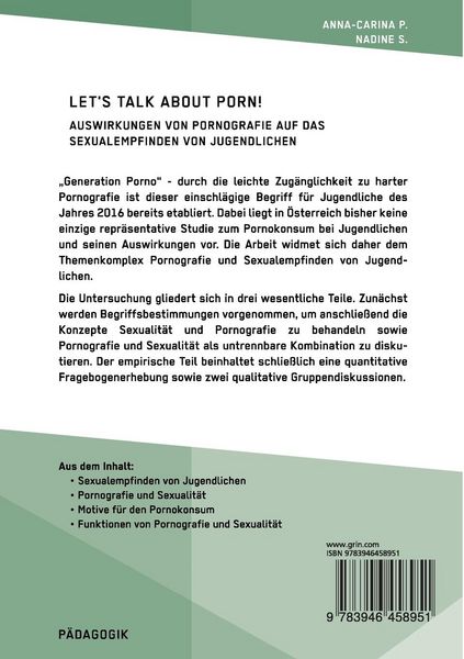 Produktbild: Let's talk about porn! Die Auswirkungen von Pornografie auf das Sexualempfinden von Jugendlichen