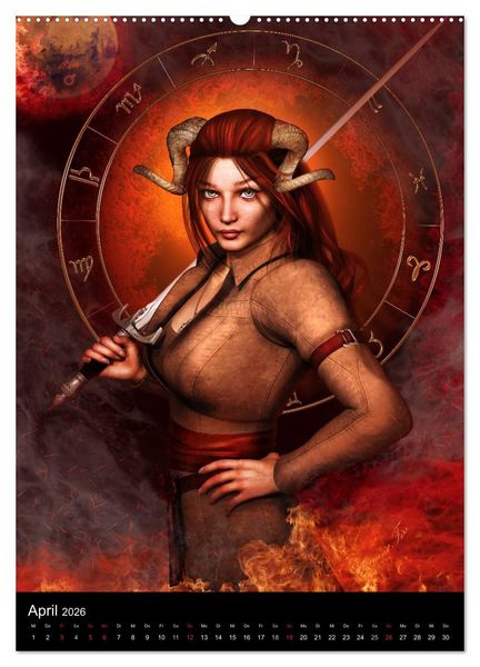Produktbild: Unter Sternen geboren - Fantasy Tierkreis im Zeichen der Frau (Wandkalender 2026 DIN A2 hoch), CALVENDO Monatskalender
