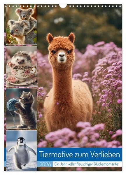 Produktbild: Tiermotive zum Verlieben (Wandkalender 2026 DIN A3 hoch), CALVENDO Monatskalender