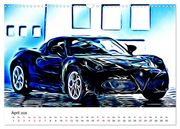 Produktbild: Cars'n'Arts - Digital Artwork von Jean-Louis Glineur (Wandkalender 2026 DIN A3 quer), CALVENDO Monatskalender