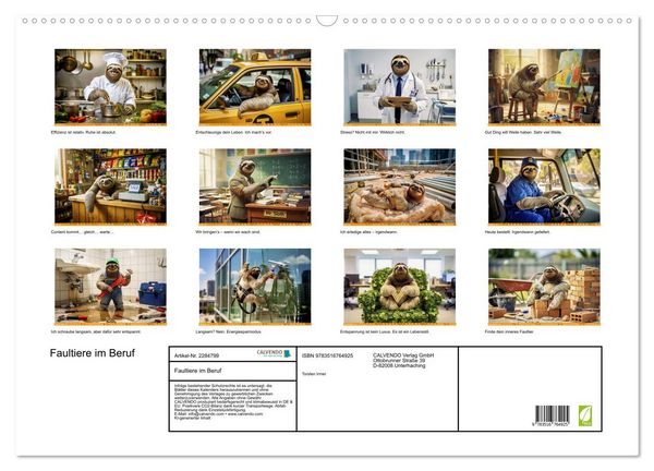Produktbild: Faultiere im Beruf (Wandkalender 2027 DIN A2 quer), CALVENDO Monatskalender