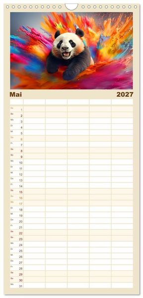 Produktbild: Familienplaner 2027 - Farbsplash in der Tierwelt mit 5 Spalten (Wandkalender, 21 x 45 cm) CALVENDO