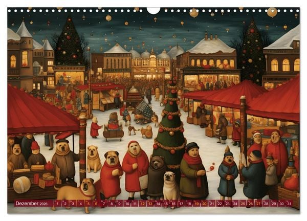 Produktbild: Boteros Hunde - Kunstvoller Kalender im Stile des Boterismo (Wandkalender 2026 DIN A3 quer), CALVENDO Monatskalender