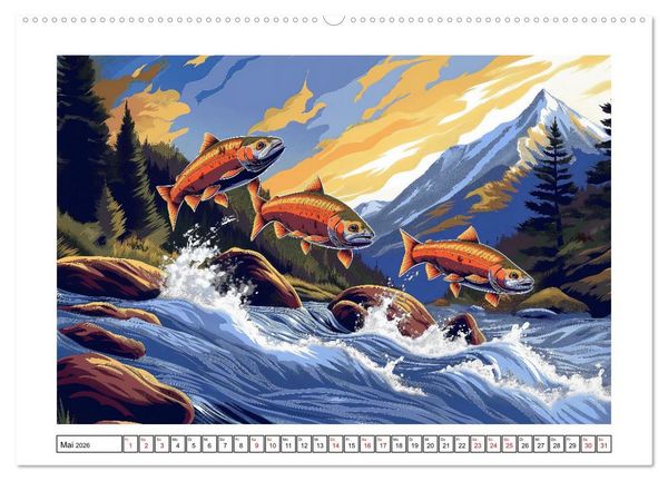 Produktbild: Tierische Olympioniken &ndash; Ein farbenfroher KI-Kalender (Wandkalender 2026 DIN A2 quer), CALVENDO Monatskalender