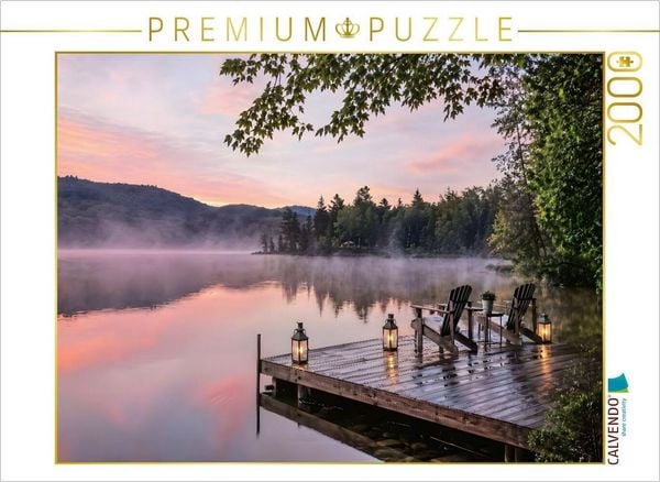CALVENDO Puzzle Am Wasser sitzen - Steg am See | 2000 Teile Lege-Größe 90x67cm Foto-Puzzle für glückliche Stunden