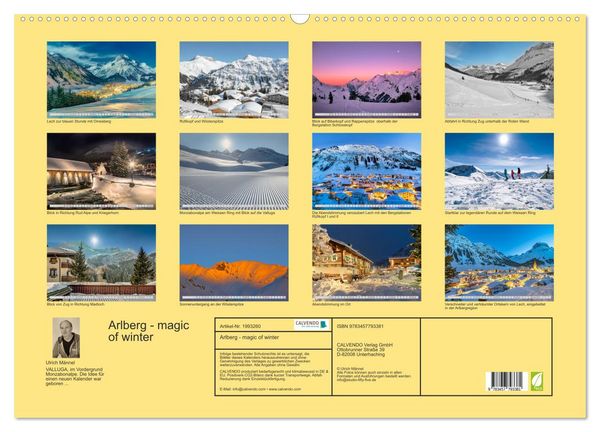 Produktbild: Arlberg - magic of winter (Wandkalender 2026 DIN A2 quer), CALVENDO Monatskalender