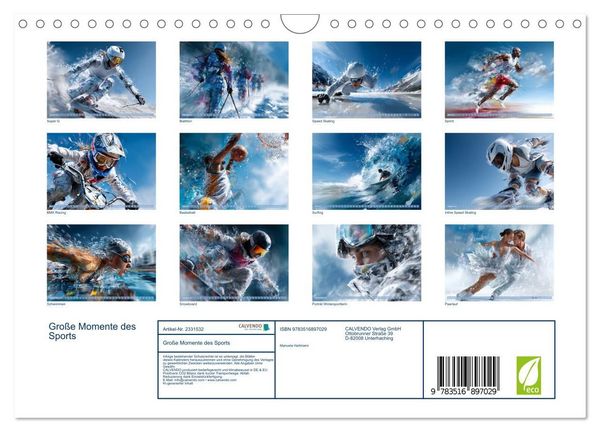 Produktbild: Gro&szlig;e Momente des Sports (Wandkalender 2027 DIN A4 quer), CALVENDO Monatskalender