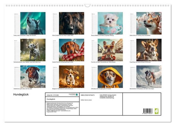 Produktbild: Hundegl&uuml;ck (Wandkalender 2026 DIN A2 quer), CALVENDO Monatskalender