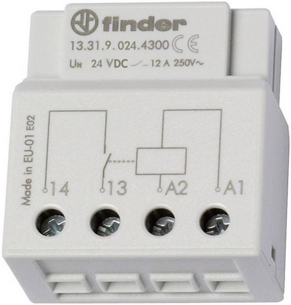 Produktbild: Schaltrelais Unterputz Finder 13.31.9.024.4300 1 Schlie&szlig;er 24 V/DC 12 A 1 St.