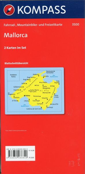 Produktbild: KOMPASS Fahrradkarte 3500 Mallorca (2 Karten im Set) 1:70.000