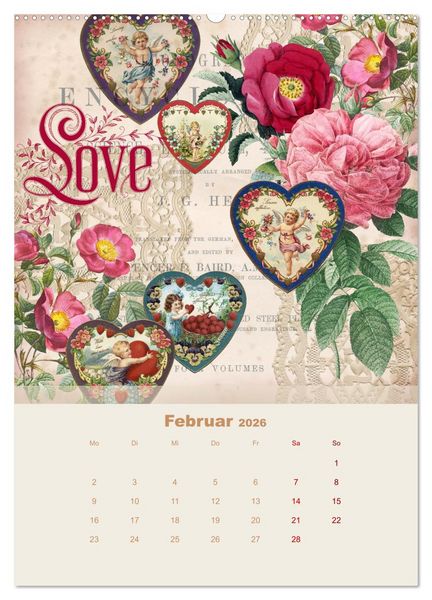 Produktbild: Rosencollagen mit Rosen von Pierre-Joseph Redout&eacute; (Wandkalender 2026 DIN A2 hoch), CALVENDO Monatskalender