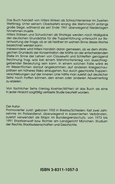 Produktbild: War Hitler ein Feldherr? Der Oberste Befehlshaber der Wehrmacht im zweiten Weltkrieg