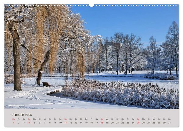 Produktbild: Stressfreie Zone! Parks und gr&uuml;ne Oasen in Augsburg (hochwertiger Premium Wandkalender 2026 DIN A2 quer), Kunstdruck in Hochglanz