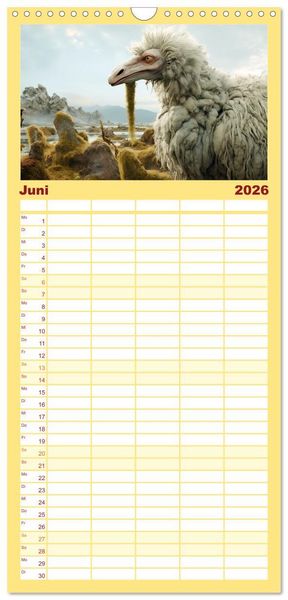 Produktbild: Familienplaner 2026 - Galaktische Wesen mit 5 Spalten (Wandkalender, 21 x 45 cm) CALVENDO