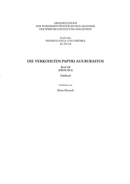 Produktbild: Die verkohlten Papyri aus Bubastos (P.Bub. III 6)