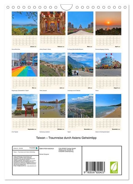 Produktbild: Taiwan &ndash; Traumreise durch Asiens Geheimtipp (Wandkalender 2027 DIN A4 hoch), CALVENDO Monatskalender