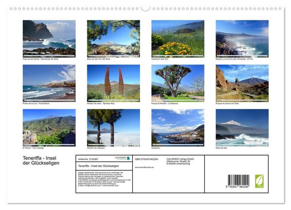 Produktbild: Teneriffa - Insel der Gl&uuml;ckseligen (hochwertiger Premium Wandkalender 2026 DIN A2 quer), Kunstdruck in Hochglanz