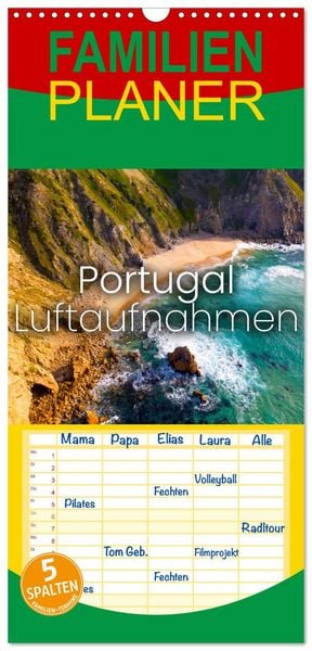 Produktbild: Familienplaner 2026 - Portugal Luftaufnahmen mit 5 Spalten (Wandkalender, 21 x 45 cm) CALVENDO