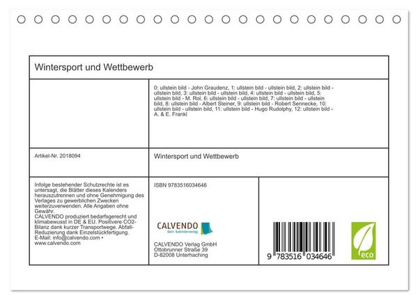Produktbild: Wintersport und Wettbewerb (Tischkalender 2026 DIN A5 quer), CALVENDO Monatskalender